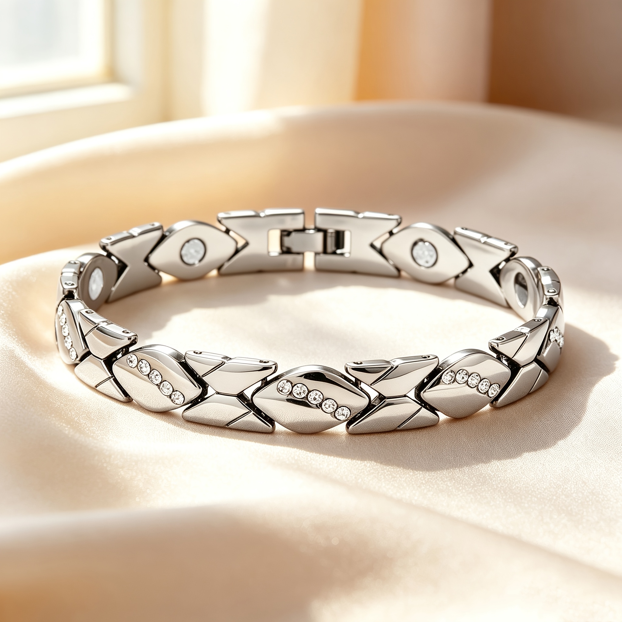TEMU Bracelet pour femme en acier inoxydable incrusté et gardant , design élégant et minimaliste, adapté à un port par les femmes