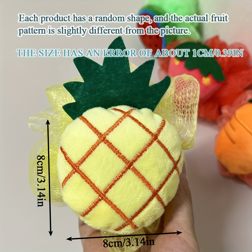 4pcs Fruit Shaped Bath Shower Balls, Soft Bath Scrubber