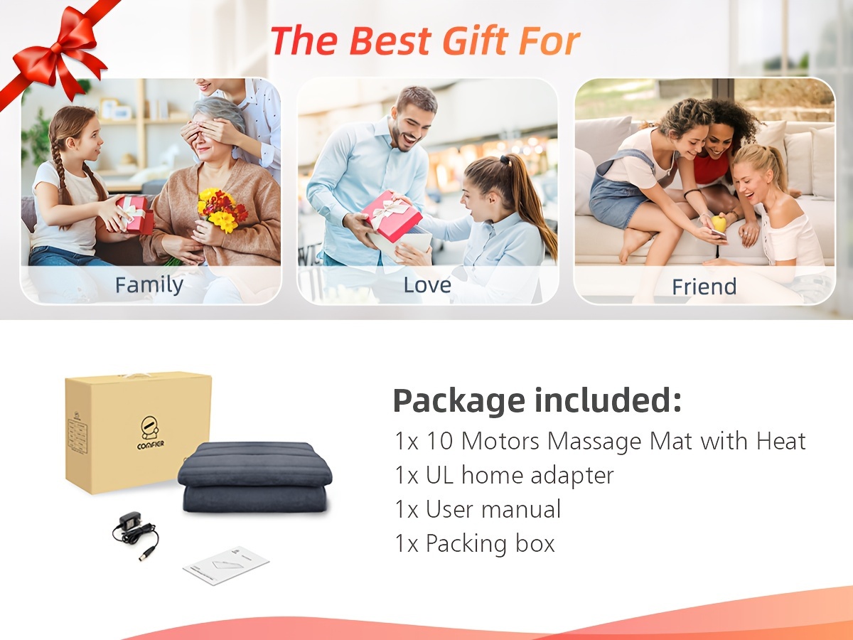   full body massage pad with heating function chair pad with 10 vibration motors and 2 heating pads with auto shut off electric heating massage pad Product details 3