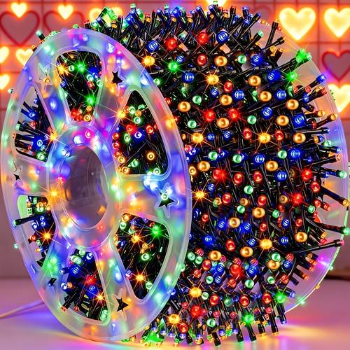 Artikelbild 400/320/260/180 led outdoor lichterkette, 8 , grüner draht led dekolichter, 164,04/131,23/98,42/65,61 ft verfügbar, festbeleuchtung, mehrfarbige feiertagsbeleuchtung, für zuhause, garten, party, , geburtstag, valentinstag, muttertag