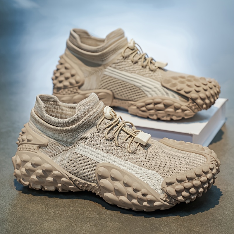 XIOSHENTONG Men's Platform Sneakers - Low-Top Irregular Sole Slippers Suitable for Outdoor, & Daily Wear, Cushioned Insole & PVC Sole, Round Toe Casual Sneakers for, - (Solid Color)