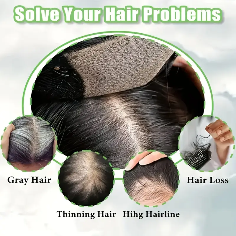 mens 4 inch thinning hair toppers with 3 clips natural looking synthetic hairpiece for easy application durable stylish hairpiece versatile hairpiece modern hairpiece hairpiece Product details 7