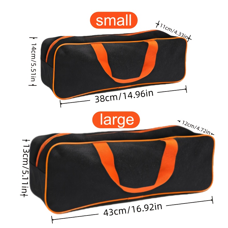 TEMU 2 Heavy-duty Tool Bags (small + Large) – To Clutter! Features A Zipper, Durable Construction, And Large Capacity Suitable For Mechanics, Diy