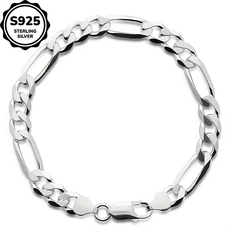 

High Quality 925 Sterling Silvery Solid Cut Plated 925 Silvery Link Control Chain Bracelet - Stylish And Design - Gifts To Men, Wives, , Her, , Daughters For Anniversaries, Birthdays, Gift Box