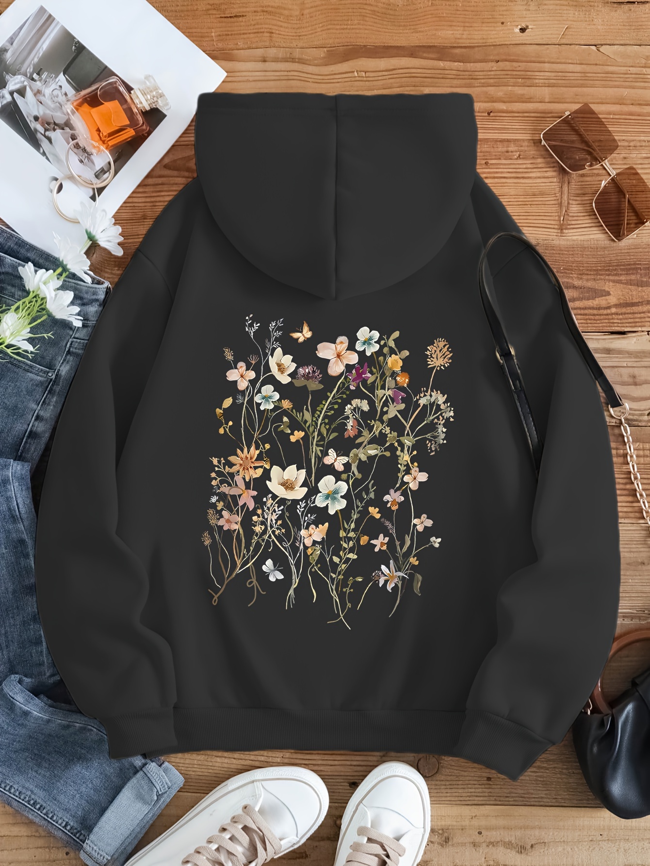 Girl s Creative Flowers Pattern Print Hoodie Casual Comfy Temu