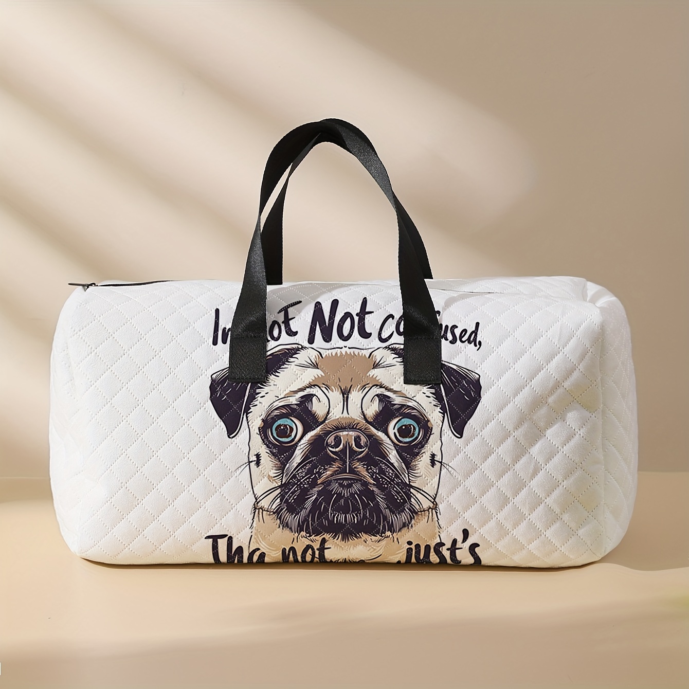 E-shop ., Handtasche mit Hunde-Musterdruck, Reisetasche mit großem Fassungsvermögen und Diamantmuster, tragbare Übernachtungstasche, modische