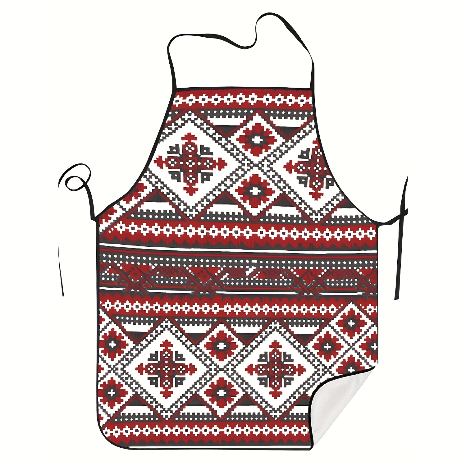 1pc Vintage Eastern European Folk Pattern Sleeveless Apron - Fabric, Printed Bib, Adult Size, Kitchen Cooking Wear Accessory