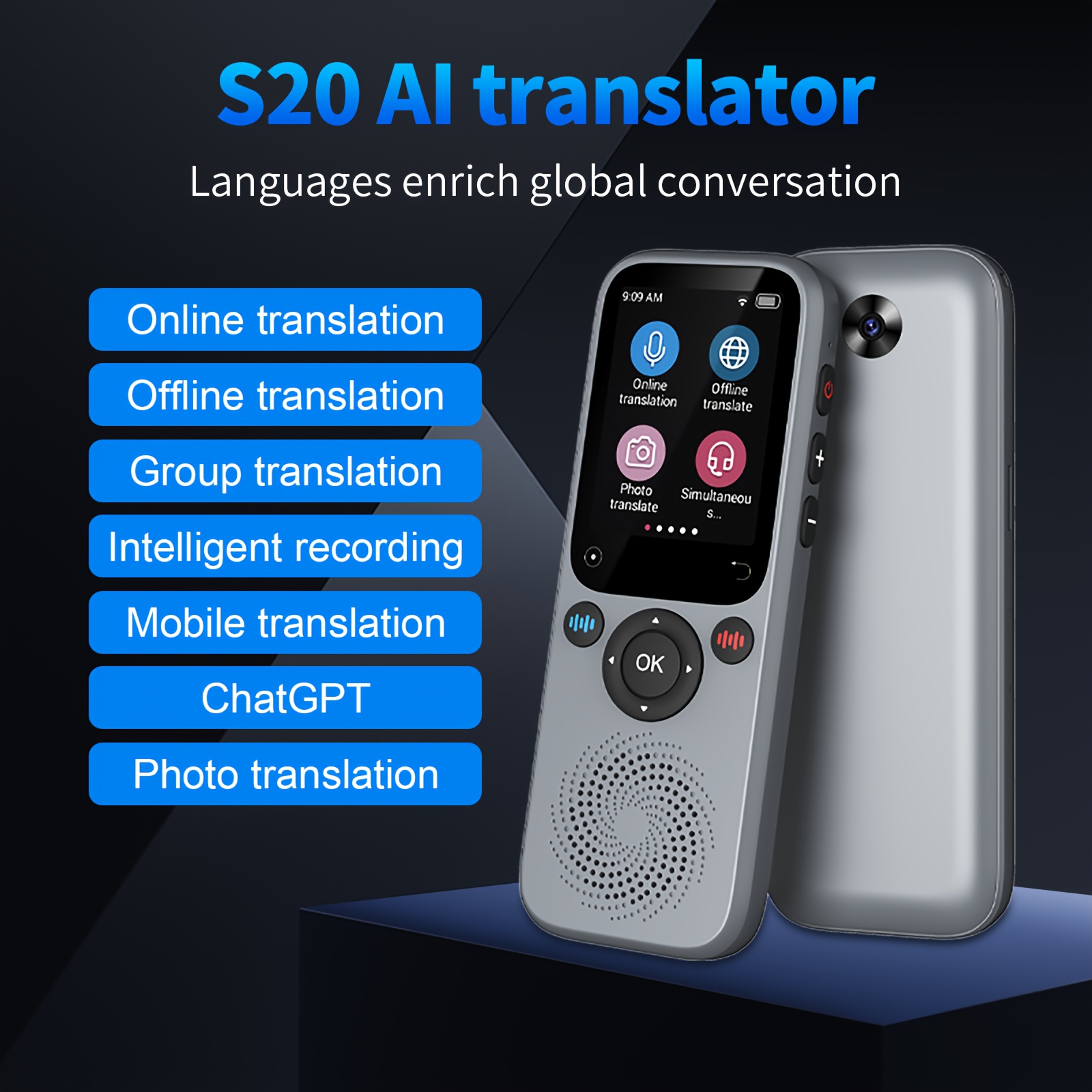 

Language Translator Device, 138 Languages Translation Device, Instant Voice Portable Translator, Offline/photo/english/, For Business Travel Traductor Ai Translator