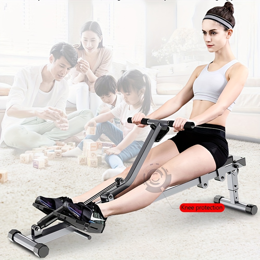 folding mute single bar rowing machine rower exercise home Temu