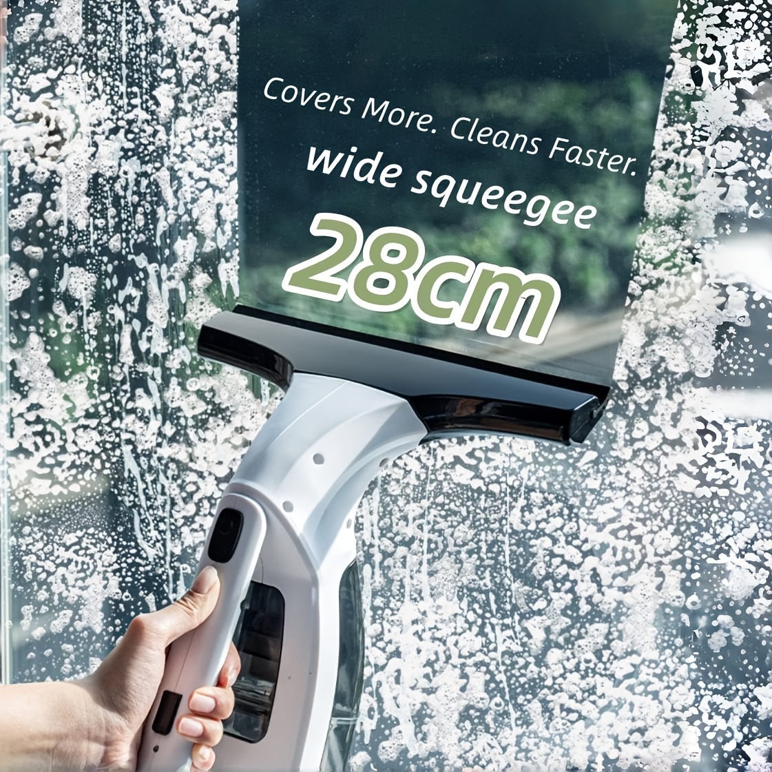 window vacuum squeegee cordless 2000pa electric window cleaner tool with 2200mah 150ml water collection tank window cleaning kit shower squeegee for glass doors windows mirrors car white Product details 2
