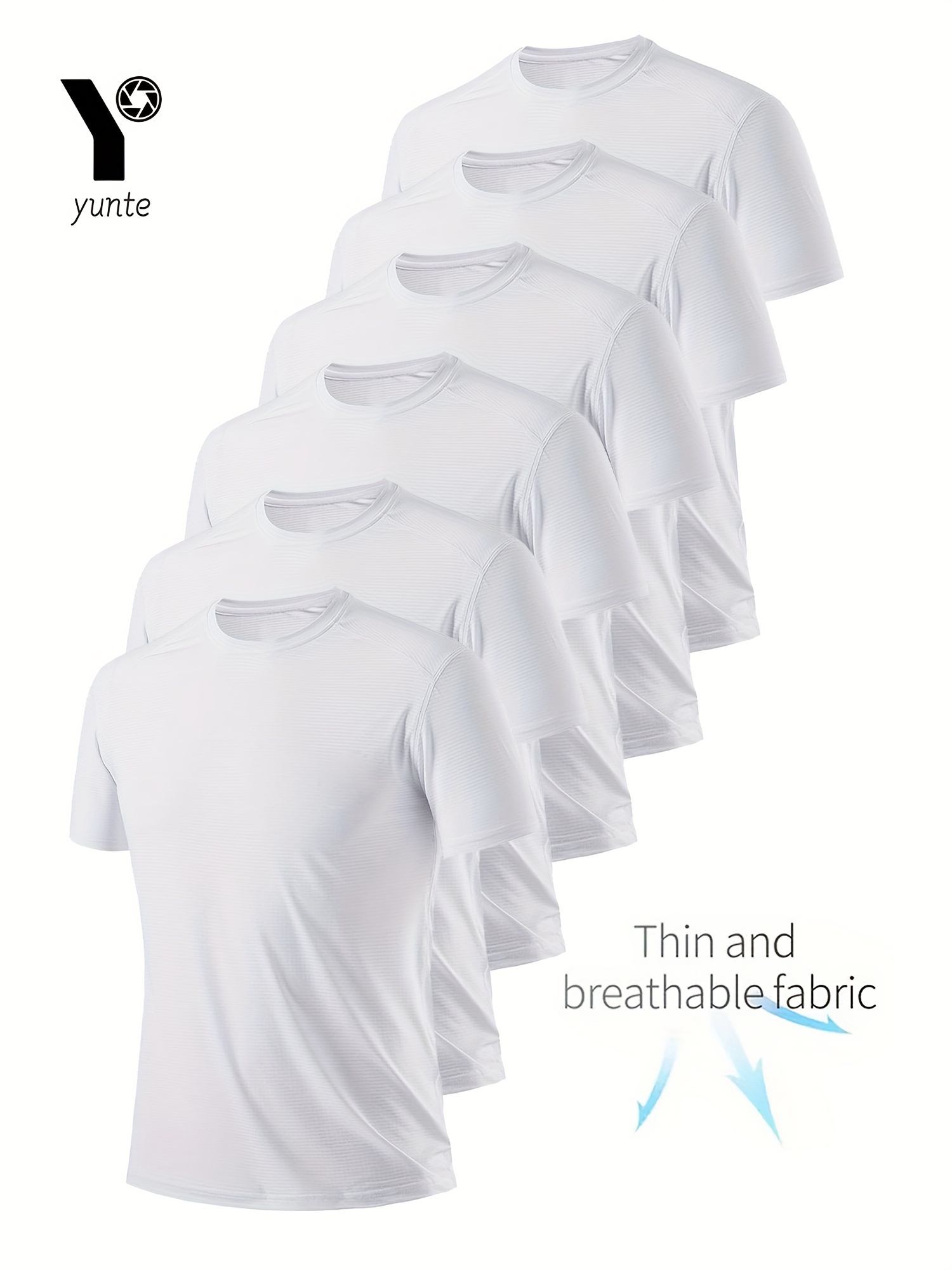 set of 6 white ultra light mens crew neck t shirts quick drying breathable moisture wicking shirts suitable for workouts gym   and running lightweight and comfortable   sports training   dry short sleeves