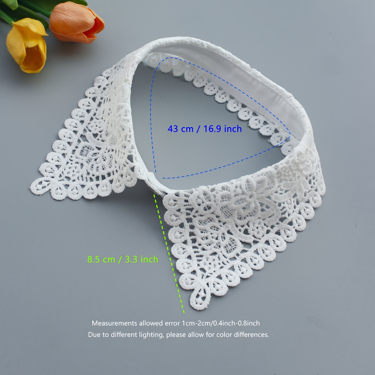 TEMU Retro And Exquisite Hollow Floral Wave Lace Neck Fake Collar, Suitable For Spring, Summer, Autumn And Winter, Quick-release And Versatile,