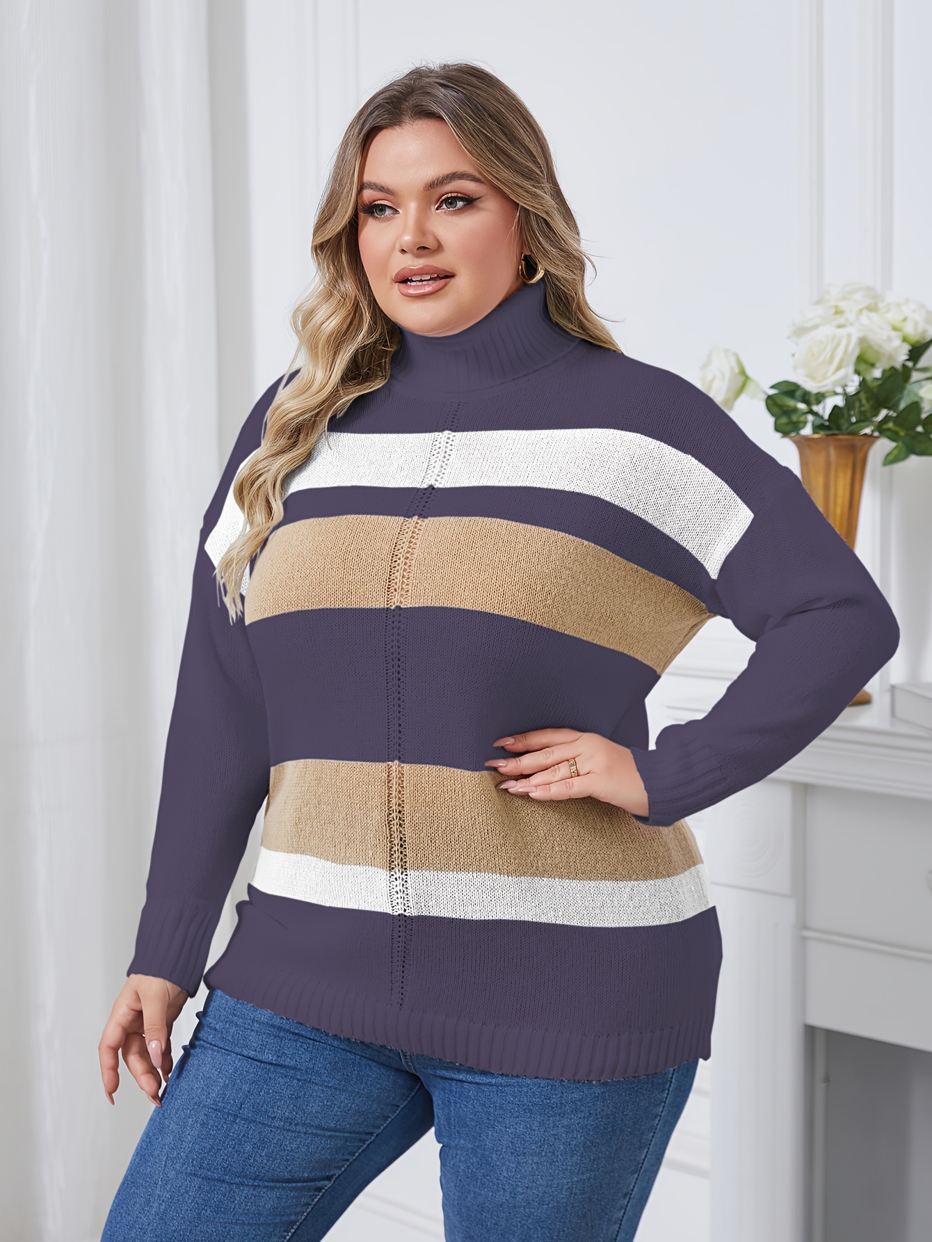 Nemidor Womens Casual Plus Size Long Sleeve Color Block Print Pullover Tops  Sweatshirt NEM281 in 2023