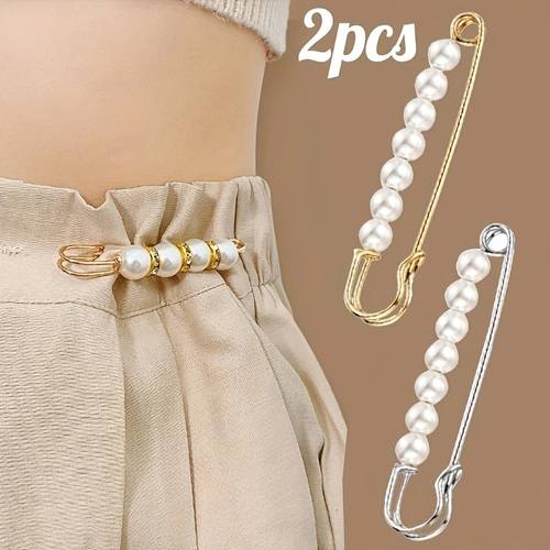 elegant plastic mosaic pearl shawl pin versatile waist clip safety hijab brooch sweater pin and scarf for women daily wear