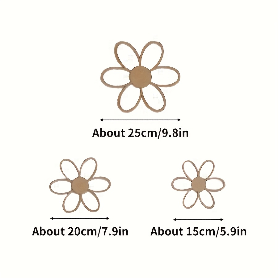 Image of 3pcs Nordic Wooden Daisy Wall Decor - Irregular Shaped Frameless Panel Suitable For Spring Summer Girls Room, Scandinavian Floral Hanging Panels For Home Parties, Reusable Holiday Gifts