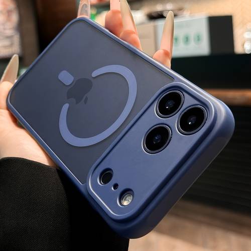 phone case stylish and durable matte frosted phone case that and supports wireless charging designed for iphone 17 pro 15 14 and 13 pro max in blue suitable for men and women