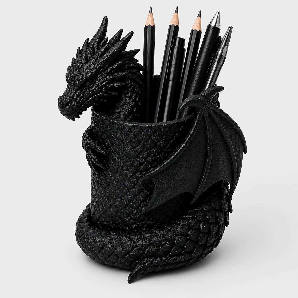 TEMU 3d Printed Dragon Pen Holder, Hardcore Flying Dragon Desktop Stationery Organizer, Gaming Room Desk Makeover Decoration, Creative Birthday Gift