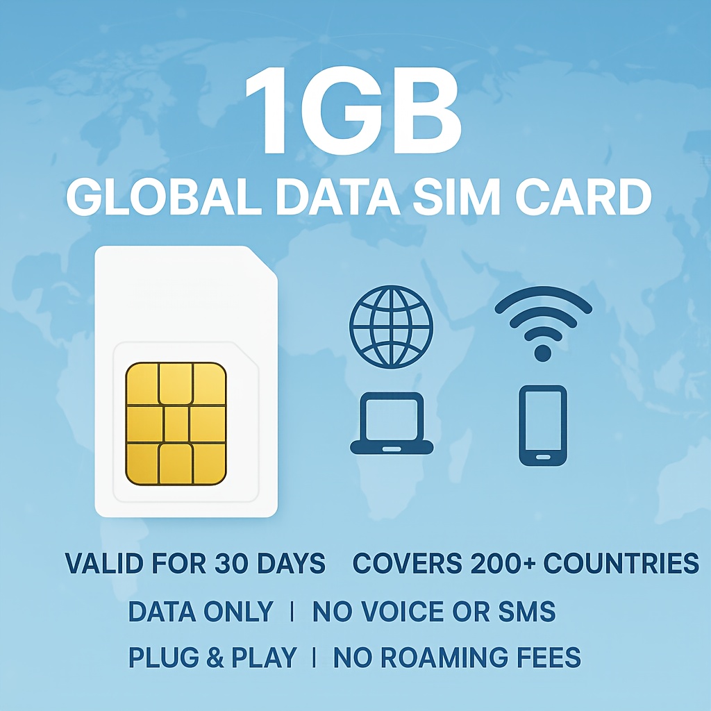 Prepaid Data Sim Card | 1gb/ | Supports 200+ Countries | No Voice Or Sms | No | Rechargeable | 5g/4g Lte | For Phones, Tablets &