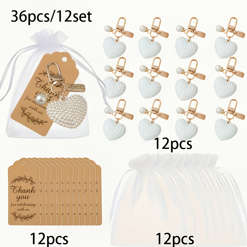 E-shop 36 Stück/12er-Set Großer Herz-Schlüsselanhänger Großpackung – Gastgeschenke für Hochzeit Brautparty – Metall-Schlüsselring für Jubiläumsparty –