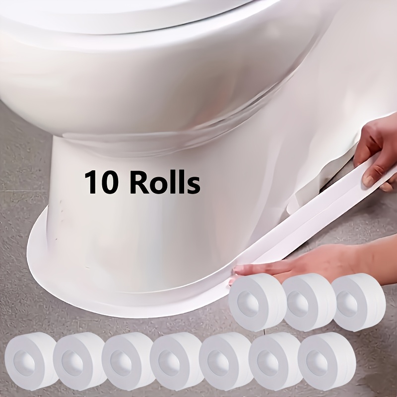 TEMU 10 Rollos de Cinta de de PVC para Baño, Inodoro, Cinta de Calafateo Autoadhesiva Impermeable para Esquinas de Pared de Fregadero de Cocina