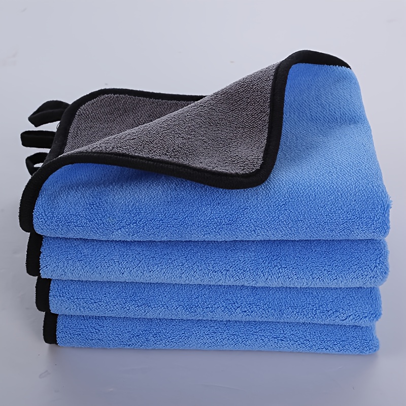 4pcs Microfiber Car Wash Towels, Soft And Quick-drying, Window And Mirror Cleaning Cloths, Double-layer Cleaning Rags For Household Use