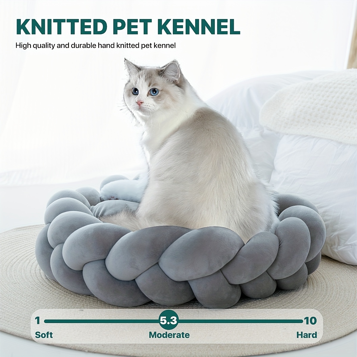 handmade round pet bed extra large 22 inch detachable   polyester fabric bed for   kittens easy clean indoor outdoor bed in pink gray vintage home decor for large breeds bed for dog   durable construction Product details 5