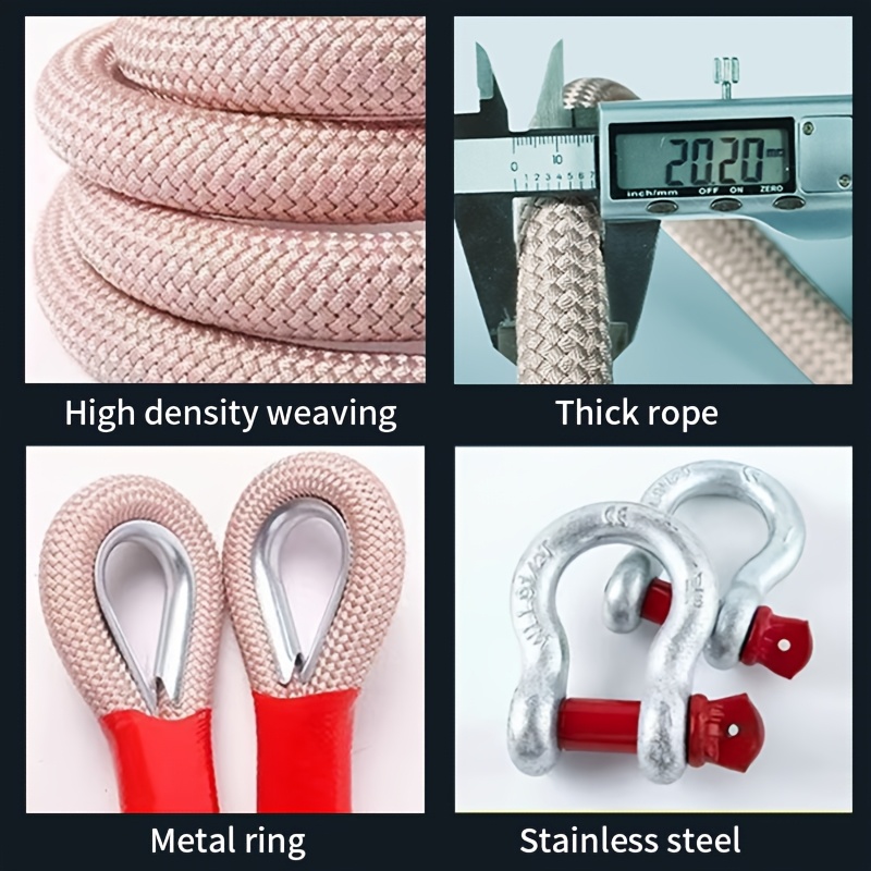1pc heavy duty polyamide tow rope set 40000 lbs tensile strength off road recovery for suvs and vehicles with 2 steel u hooks and reflective storage bag front placement 122 lbs details 6