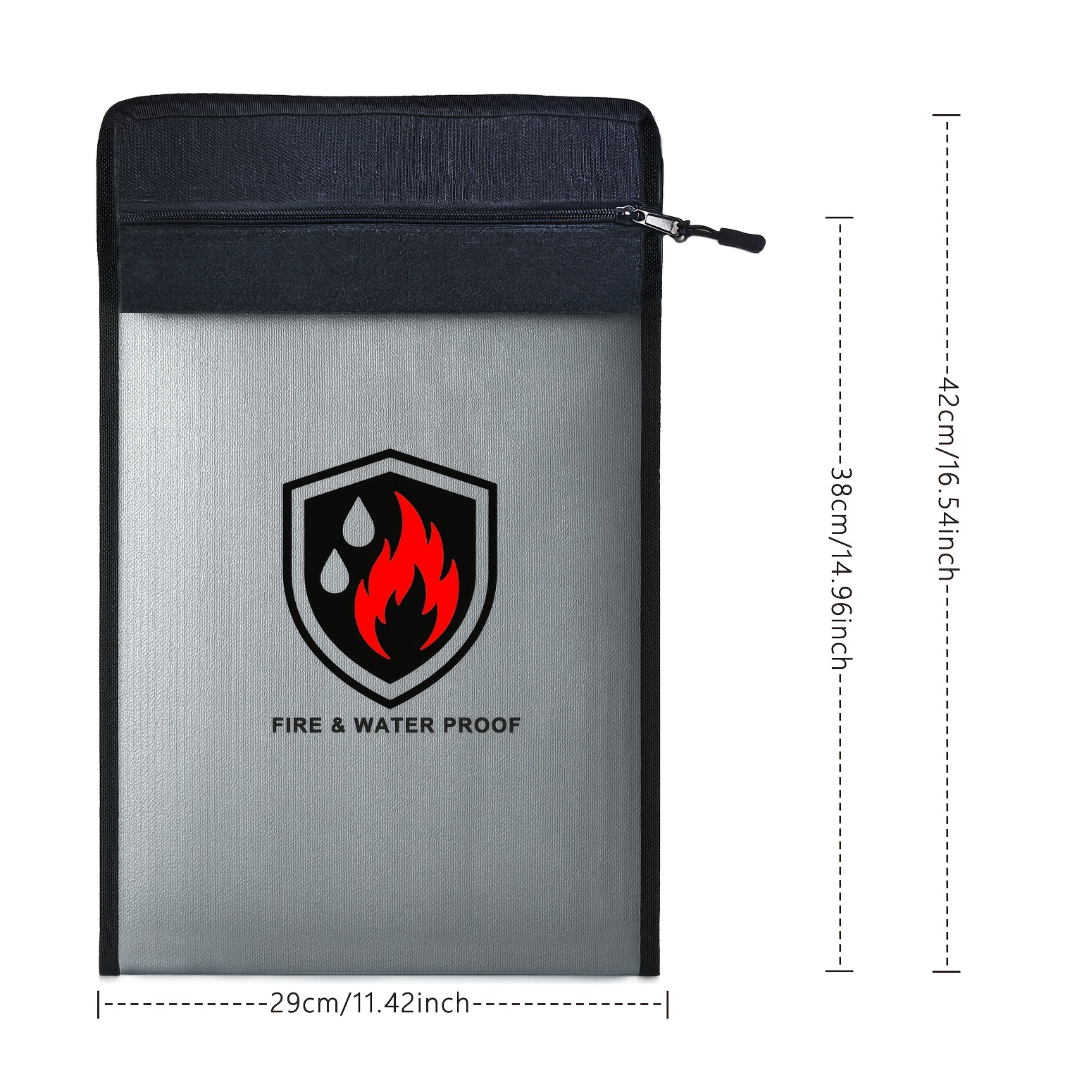 E-shop feuerfeste Dokumententasche – 11,5" x 15" juckfreie 1382°F feuerfeste Tasche für Bargeld, Dokumente, Geldbeutel, Schmuck, Reisepasshülle,
