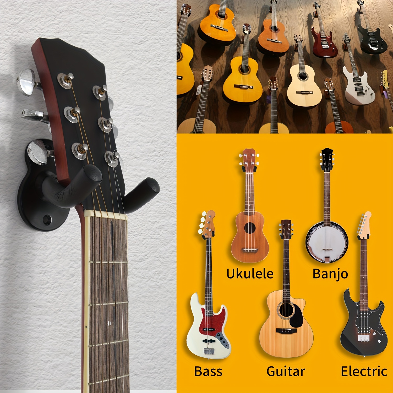 

Guitar Wall Mount Hangers Wall Holders Hooks Stands For Acoustic Electric Bass Classical Ukulele Guitars