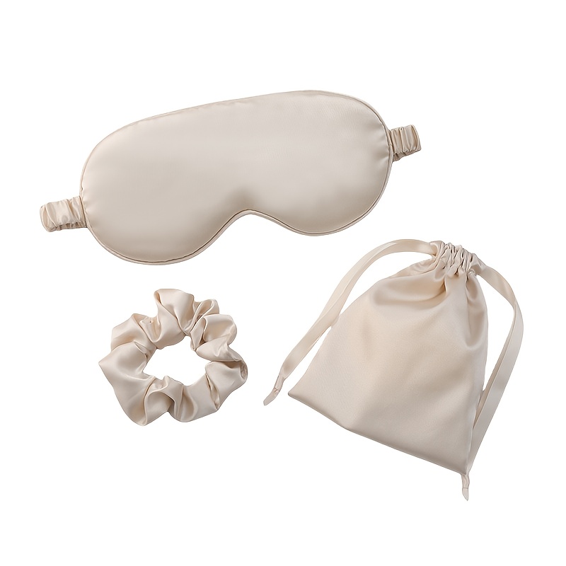 TEMU Cross-border Simulation Eye Mask Storage Bag 3pcs Set Sleep Portable Sleep Blackout Eye Mask With Hair Band