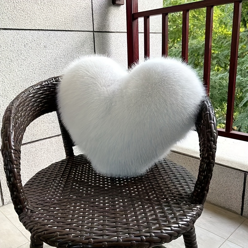 TEMU 1pc -shaped Pillow Pink Love-shaped Cushion Sofa Living Room Decoration Pillow Birthday Gift Fox Plush Cushion, Fluffy Comfortable , Sofa