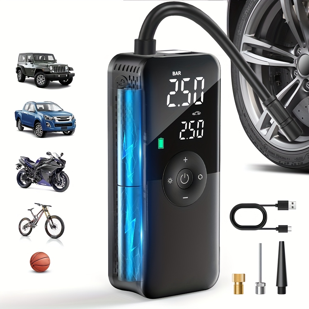 150psi portable electric air pump for automotive tires tire inflator air compressor   with sos   light deflation function suitable for cars bicycles motorcycles balls