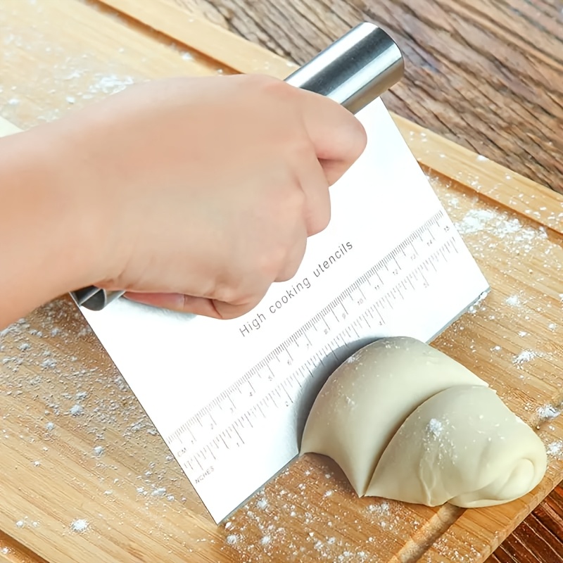 TEMU 1pc Stainless Steel Bench Scraper - Versatile Dough Cutter & Pastry Chopper For Baking, Essential Kitchen Gadget
