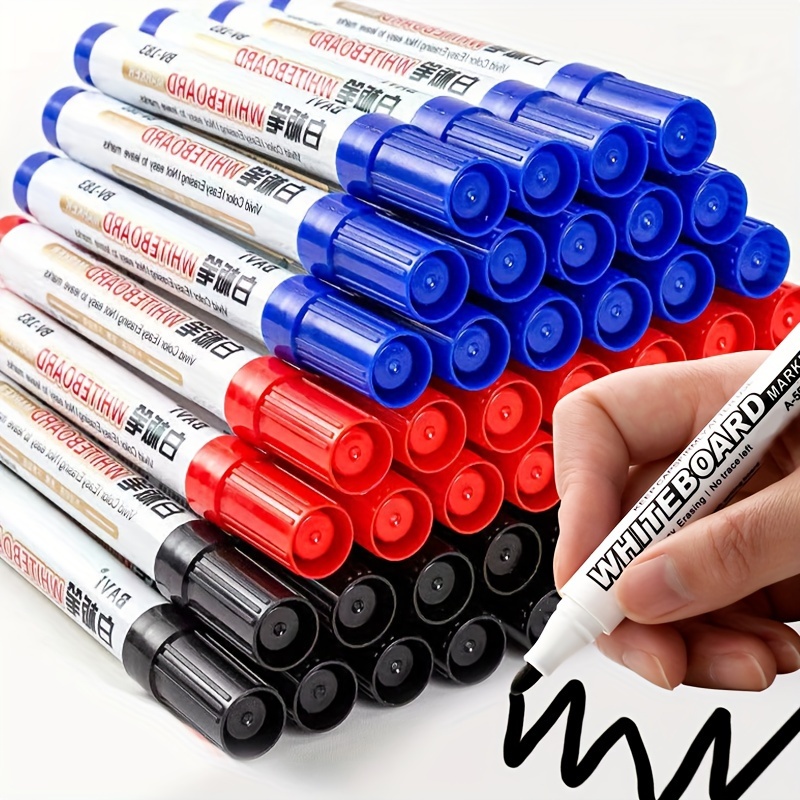 

Whiteboard Markers Set Of 10 - Medium Point Dry Erase & Wet Erase Markers, Long-lasting, Easy Erase, Perfect For Teachers And Classrooms - Black, Red & Blue Colors Available