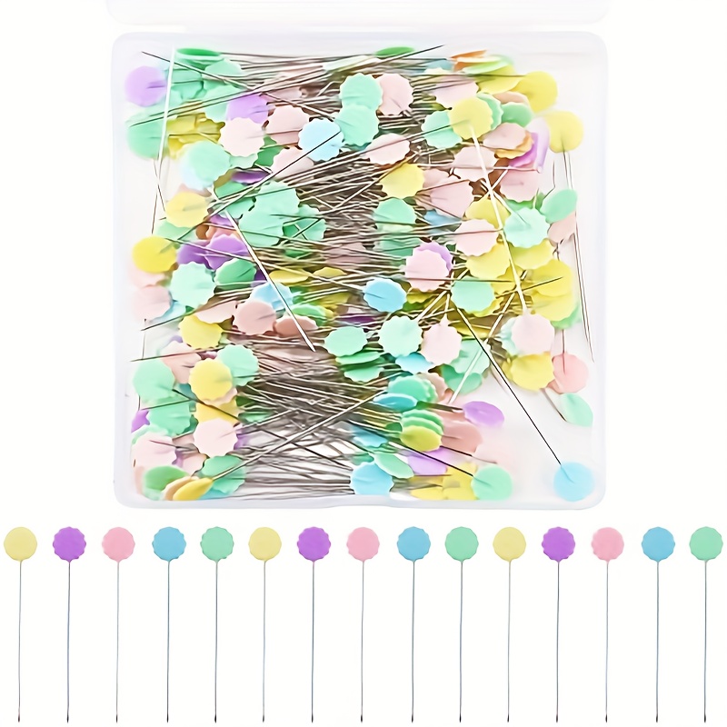 

200-pack Multi-colored Flat Flower Head Pins For Sewing, Quilting, , Tailoring, And Diy Crafts