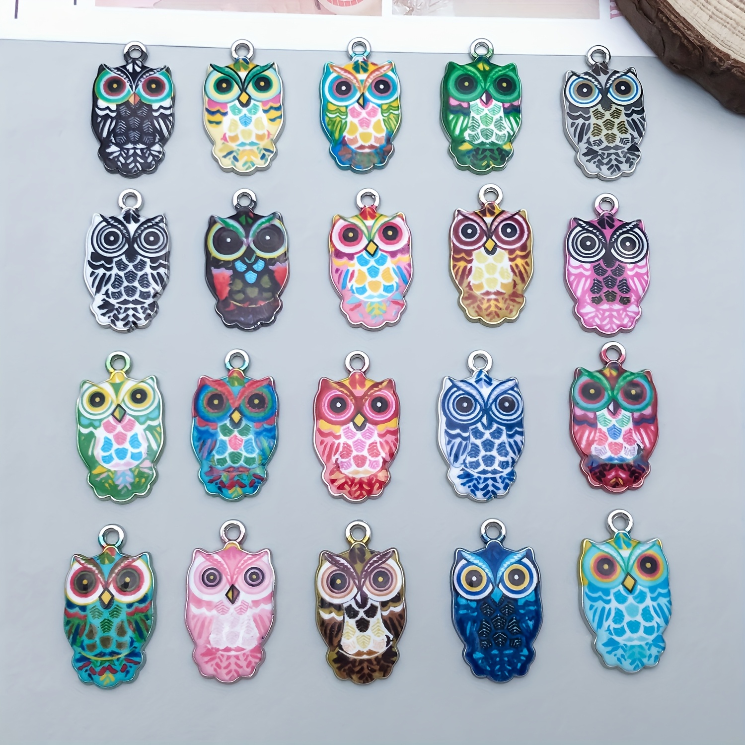 TEMU 20 piezas Aleación Esmalte Impreso Colgante Fabricación de Joyas Llavero Aretes Colgante Varios Diseños Dijes para Fabricación de Joyas Pulseras