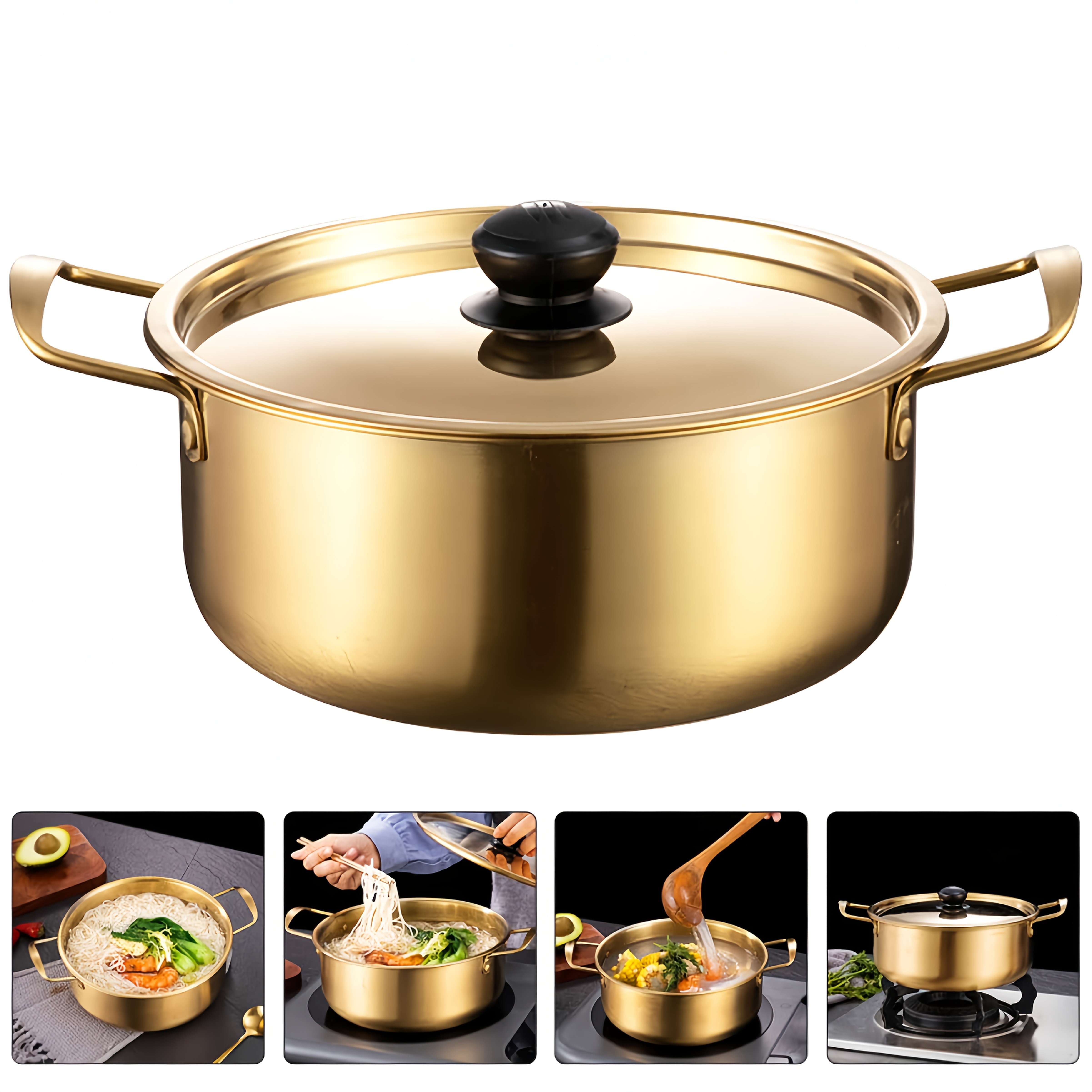 stainless steel instant noodle pot korean ramen pot ramen cooking pot chocolate   pasta pot korean soup pot   japanese noodles 4