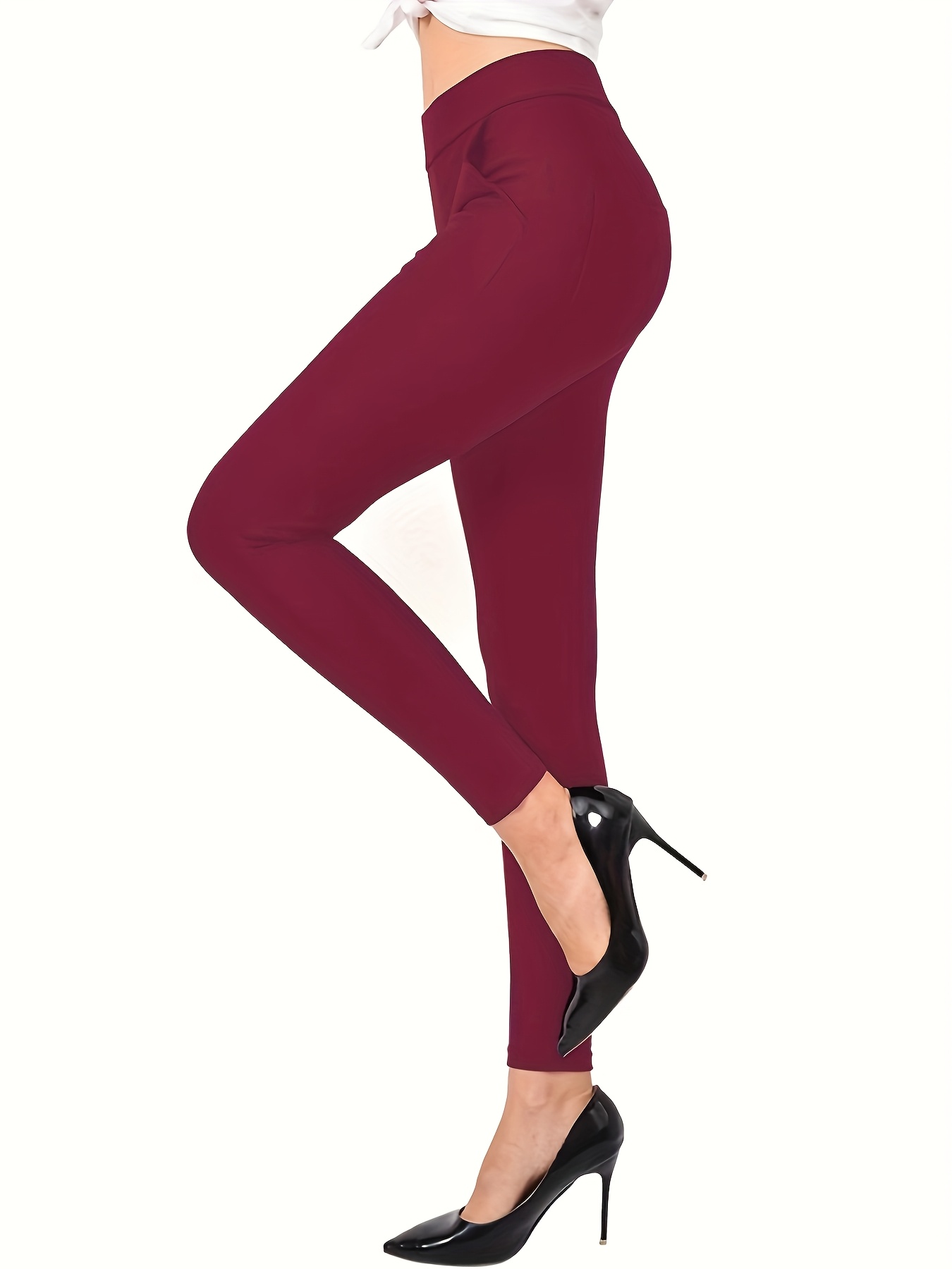 Red Dress Pants For Women Business Casual Stretch Pull On Work Office  Dressy Leggings Skinny Trousers With Pockets - Main Image