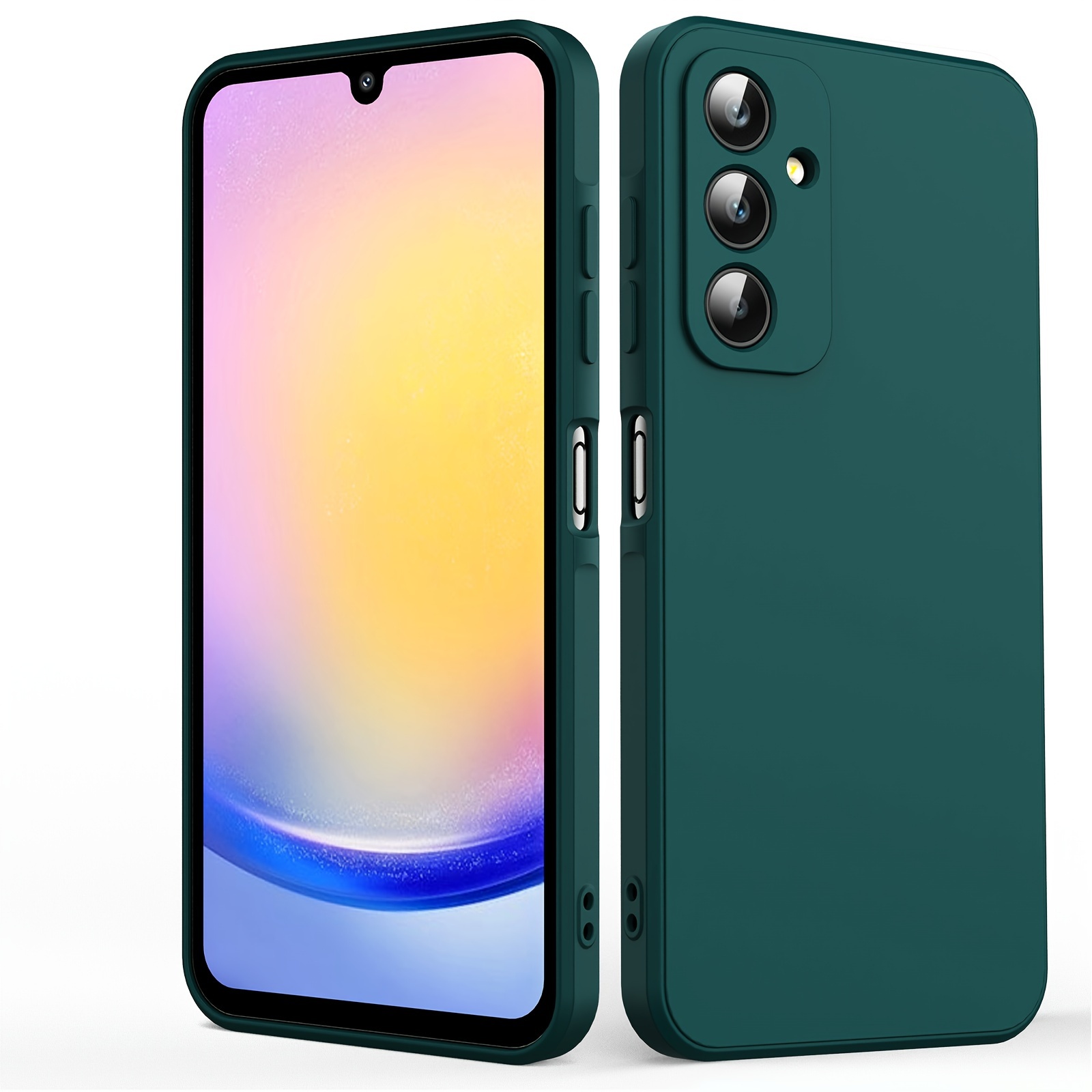 

Compatible With Samsung Galaxy A25 5g Phone Case, Tpu Shockproof Phone Cover, Straight Edge Matte Phone Case - Solid Colors - Dark Green/black/blue/light