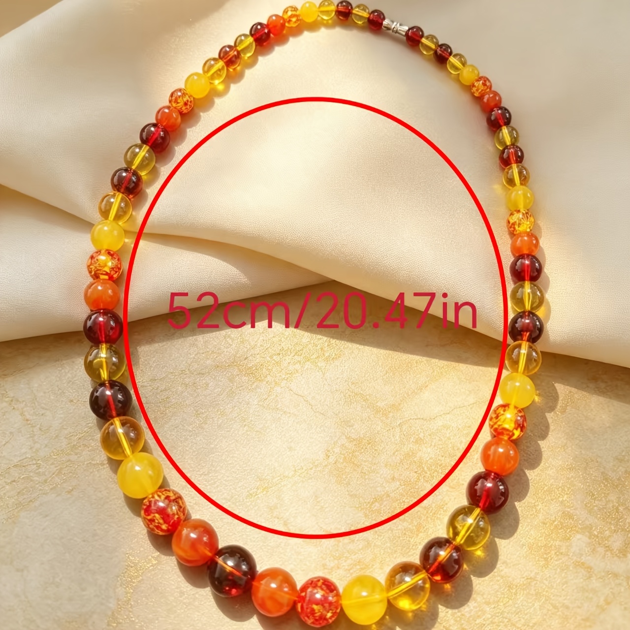 Layered Resin Bead Necklace, Red & Yellow Multicolor