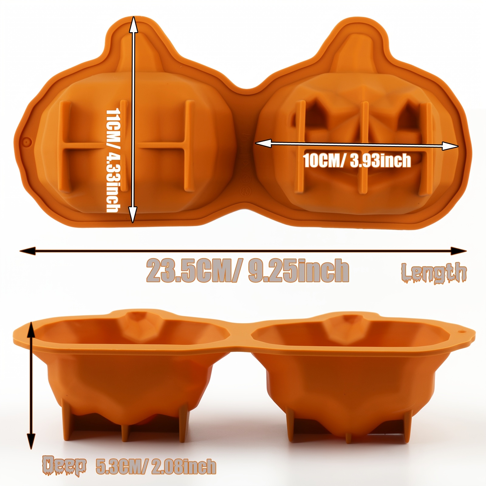 TEMU Moule en silicone citrouille-lanterne Jack-o'-lantern 3D d'Halloween, plateau en silicone à 2 cavités pour , , , la mousse et les desserts en