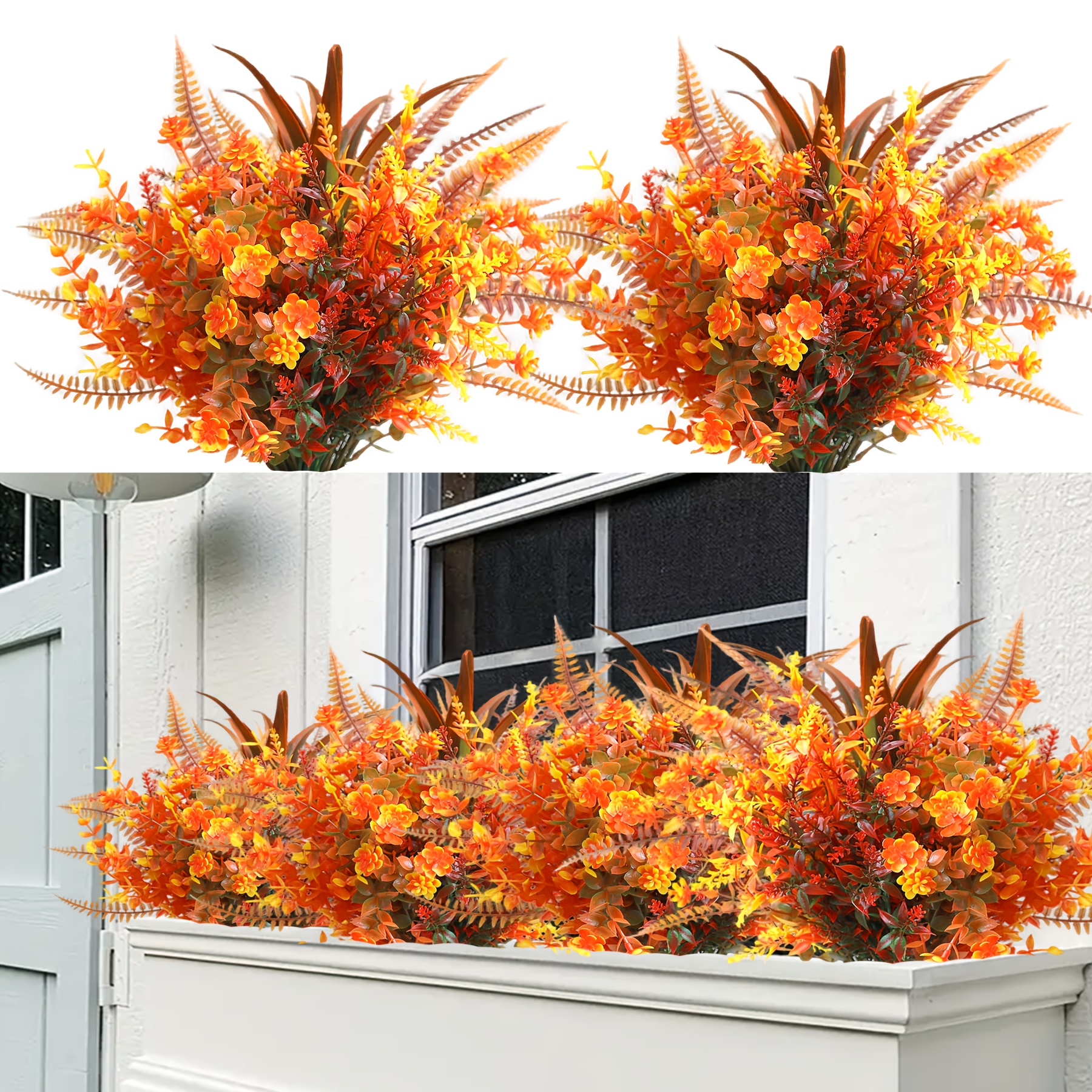 

9 Piece Set Outdoor Artificial Flowers, Uv Protection Artificial Plants, Indoor And Outdoor Plants Garden Porch Windows Family Wedding Thanksgiving Fall Farmhouse Decoration
