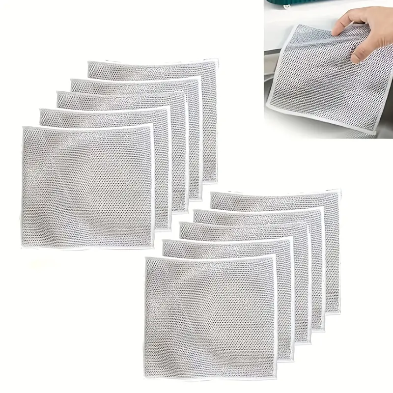 double layer multifunctional non scratch wire dishcloth steel wire dish towel multipurpose wire dishwashing rags for wet and dry very the dry brush pots and pans suitable for kitchen wiping 18 36pcs details 5