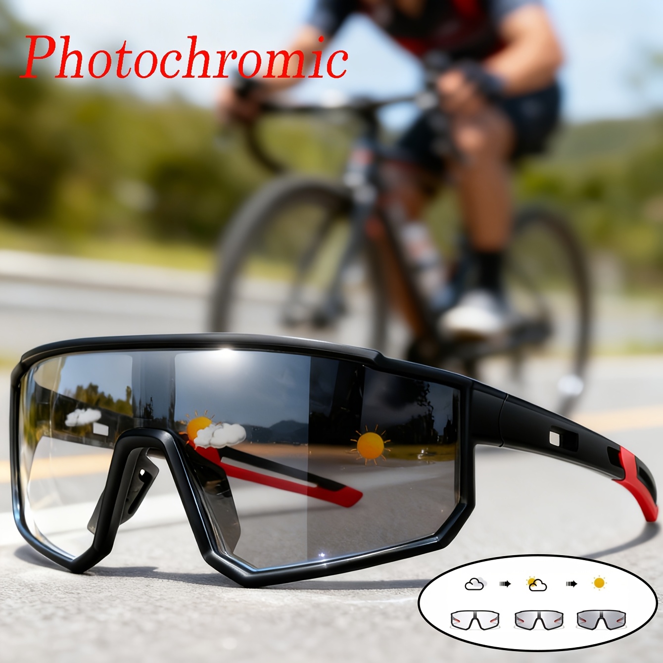 outdoor-brille,   modebrille für herren zum radfahren, laufen, angeln, wanderbrille, widerstandsfähige vollrandbrille für strand, wandern, camping, , baseball, tag- nachtgebrauch für damen herren