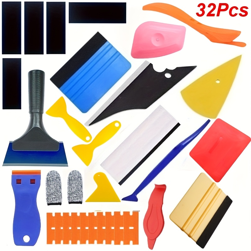 Image of Car Window Film Kit 44/32pcs Set Vehicle Glass Protection Film Application Kit; Includes For Vinyl Materials, Vinyl Wrapping Tools, And Window Tinting Tools