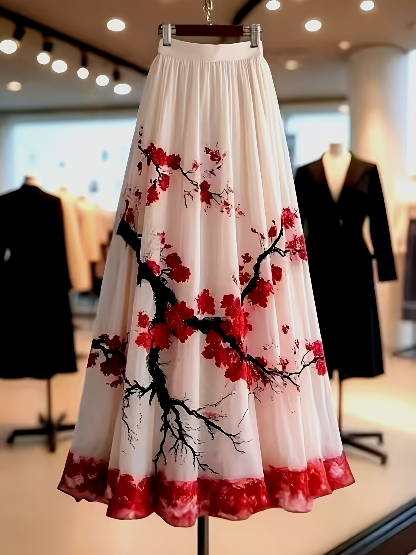 item picture plus size french style high end printed a line skirt with   elegant suitable for work and parties