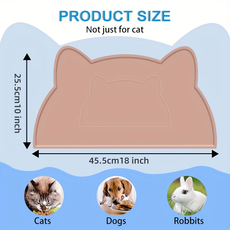 1pc Tapete De Alimentação Para Cães De Cabeça De Gato, Tapete De Para Animais De Em Silicone Para Piso Antiderrapante E À DÁgua Com Elevada detalhes 1