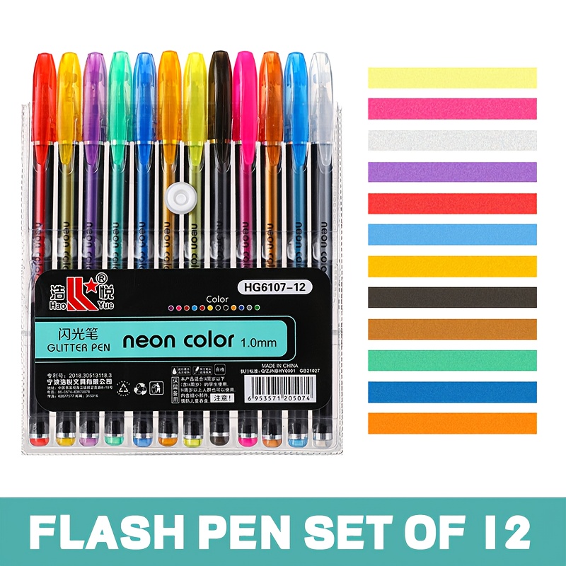 TEMU Penne gel glitter colori, penne per evidenziare colorate, penne a per contabile, penne luminose per appunti, penne colorate, penne fluorescenti,