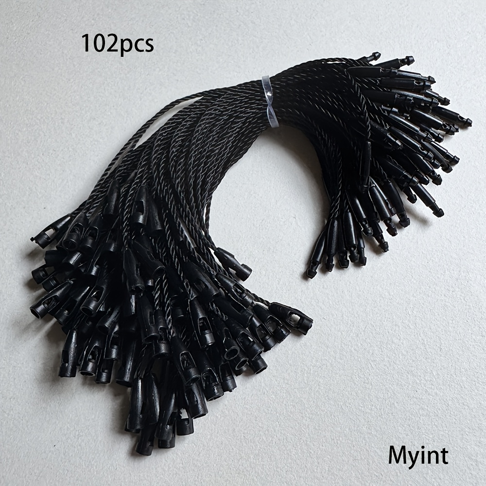 TEMU 102pcs/pack 12cm Head Tag Hang Tag With Hand-threaded Cord, High-quality Apparel Tag Cord, Line, White Lanyard With Plastic Buckle, Versatile,