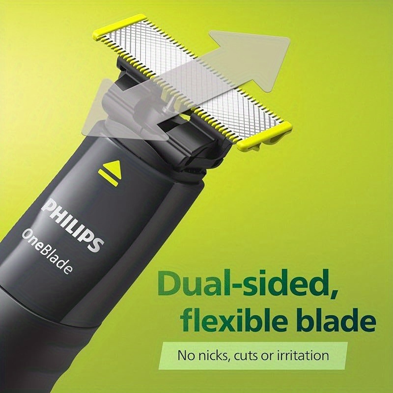 Philips Oneblade QP1424/10 за подстригване, оформяне и бръснене, включва 2 щипки за косъм (1.3 мм), акумулаторен, подходящ за мокра и суха употреба
